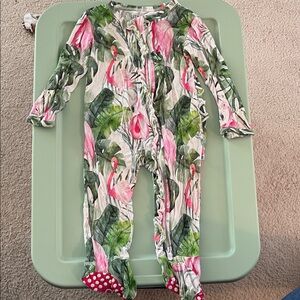 Floral Flamingo footed pajamas little bum bums